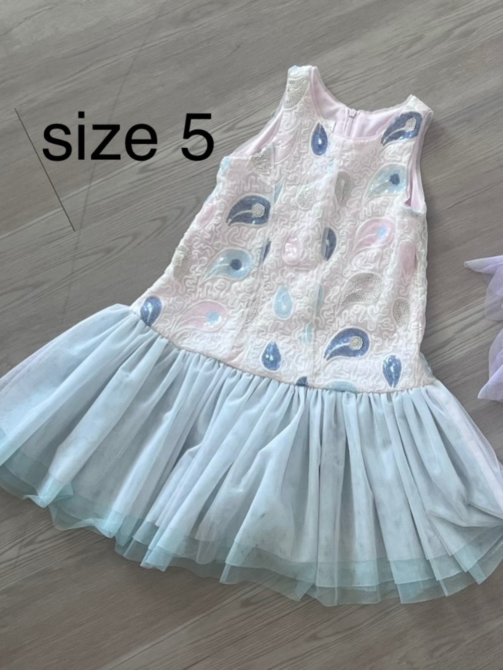 NWT Isobella & Chloe Fairy Dust Sequin Paisley Tulle Dress Girls Size 5